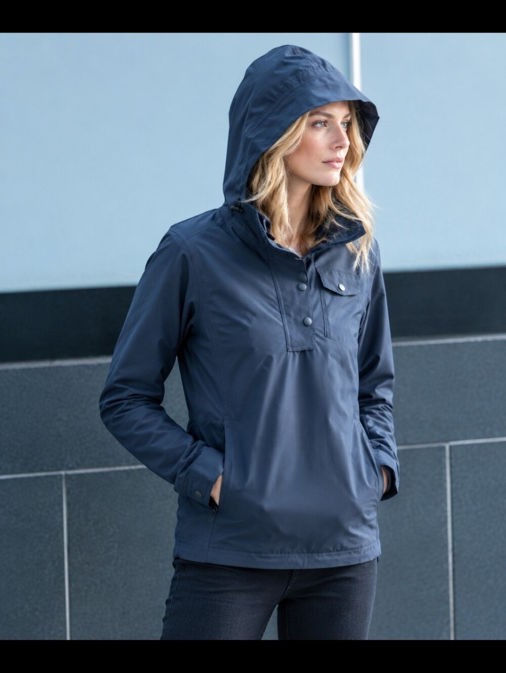 Aether Navy Hooded Luxury Anorak Jacket